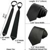 MUGIVALA Brand Zipper Ties for Men Woven Microfiber Satin Silk Adjustable Pretied Neckties Zip on Tie for Men Zipper Black Slim Tie (3.15" Black Zipper Tie) view 2