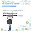 Aosom Youth Scooter, Kick Scooter with Adjustable Handlebars, Double Brakes, 16" Inflatable Rubber Tires, Basket, Cupholder, Blue view 3