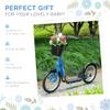 Aosom Youth Scooter, Kick Scooter with Adjustable Handlebars, Double Brakes, 16" Inflatable Rubber Tires, Basket, Cupholder, Blue view 4