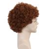 JoneTing Brown Afro Wig+1 Hair Cap+1 Glasses Brown Curly Hair for Men Party 70s 80s Wigs Men Nerd Wig for Halloween Party Peluca Marrn Chrismas Cospaly Hairs for Custume view 3