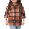 Girls Button Down Shirt Shacket Jacket Girls Long Sleeve Plaid Flannel Shirts for Girls Western Shirts with Pocket Toddler Shirt Orange Size 5T view 2