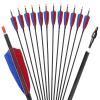 OBTOUTDOOR 12Pack Real Feather Arrow 28-31inch Archery Pure Carbon Arrows Spine 400 Archery Arrows for Compound Bows with 100 Grain Replaceable Points Targeting Practice Arrows (30Inch) view 1