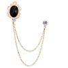 Men's Gem Brooch Lapel Pin Badge Hanging Chains Collar Brooches Pin for Career Suit Tuxedo of Shirts Tie Hat Scarf for Boyfriend Father Birthday (Black) view 1