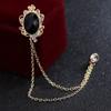 Men's Gem Brooch Lapel Pin Badge Hanging Chains Collar Brooches Pin for Career Suit Tuxedo of Shirts Tie Hat Scarf for Boyfriend Father Birthday (Black) view 2