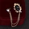 Men's Gem Brooch Lapel Pin Badge Hanging Chains Collar Brooches Pin for Career Suit Tuxedo of Shirts Tie Hat Scarf for Boyfriend Father Birthday (Black) view 3