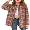 Girls Plaid Button Down Shirts Kids Rolled Up Long Sleeve Casual Collared Blouses Western Shirts for Girls Camisas para nios Pink Size 7-8 view 1