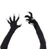 Halloween Paw Claws Gloves with Nails Fingernails Horror Devil Gloves Black Party Gloves Cosplay for Women Silver view 2