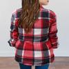 Girls' Plaid Flannel Shacket Jacket - Long Sleeve Western Shirt with Pocket - Red - Size 13-14 Years view 3