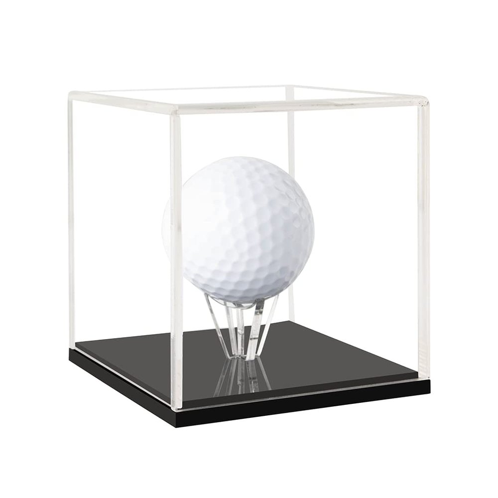 Lymhy Golf Ball Display Stand Cube Holder Clear Acrylic Box Square Case Protected Cabinet Golf Rack Protection Storage Cover Collections (1)
