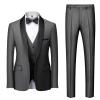 JEsilunmaMY Men's Wedding 3 Piece Suits Slimming One Button Shawl Lapel Business Blazer Formal Dinner Party Jacket Vest Pants (Grey,Small) view 1