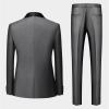 JEsilunmaMY Men's Wedding 3 Piece Suits Slimming One Button Shawl Lapel Business Blazer Formal Dinner Party Jacket Vest Pants (Grey,Small) view 2