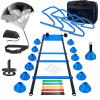 Haootadiy Agility Training Equipment, Football Training Equipment Includes 20FT Agility Ladder,4 Adjustable Agility Hurdles, 12 Football Cones, Parachute, for Training Soccer Basketball AthletesBlue view 1