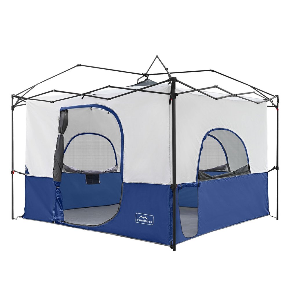 KAMPKEEPER Camping Inner Tent for Pop Up Canopy, Converts 10'x10' Straight Leg Canopy into Camping Tent, with 1 Dog HoleFully Vented Roof(TOP & Frame NOT Included), Navy Blue