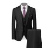JEsilunmaMY Men's Plus Size 3 Piece Suits 1 Button Notched Lapel Casual Business Set Slim Fit Wedding Dinner Party Blazer Set (Black,3X-Large) view 1
