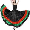 Adult Ruffles Black Red Green Maxi Long Dance Skirt for Mexican Flamenco Halloween Costume (Black Skirt-Green/red Ruffles) view 1