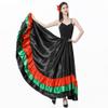 Adult Ruffles Black Red Green Maxi Long Dance Skirt for Mexican Flamenco Halloween Costume (Black Skirt-Green/red Ruffles) view 2