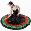 Adult Ruffles Black Red Green Maxi Long Dance Skirt for Mexican Flamenco Halloween Costume (Black Skirt-Green/red Ruffles) view 3
