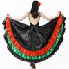 Adult Ruffles Black Red Green Maxi Long Dance Skirt for Mexican Flamenco Halloween Costume (Black Skirt-Green/red Ruffles) view 4