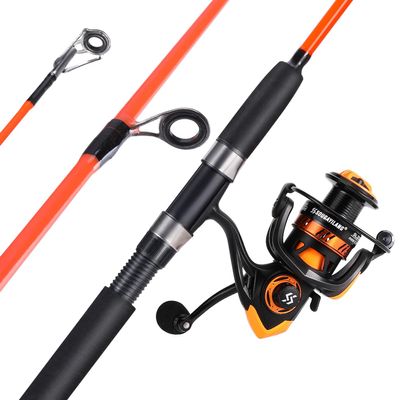 Sougayilang Catfish Fishing Rod and Reel Combo, 2-Piece Spinning Combo, Durable Graphite & Glass Blanks Fishing Pole for Crappie-Orange-6.9ft and 3000 Spinning Reel