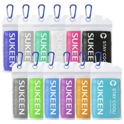 Sukeen 12 Pack Cooling Towel (40"x12"), Ice Towel Sets,Soft Breathable Chilly Towel,Microfiber Towel for Yoga,Sport,Running,Gym,Workout,Camping,Fitness,Workout