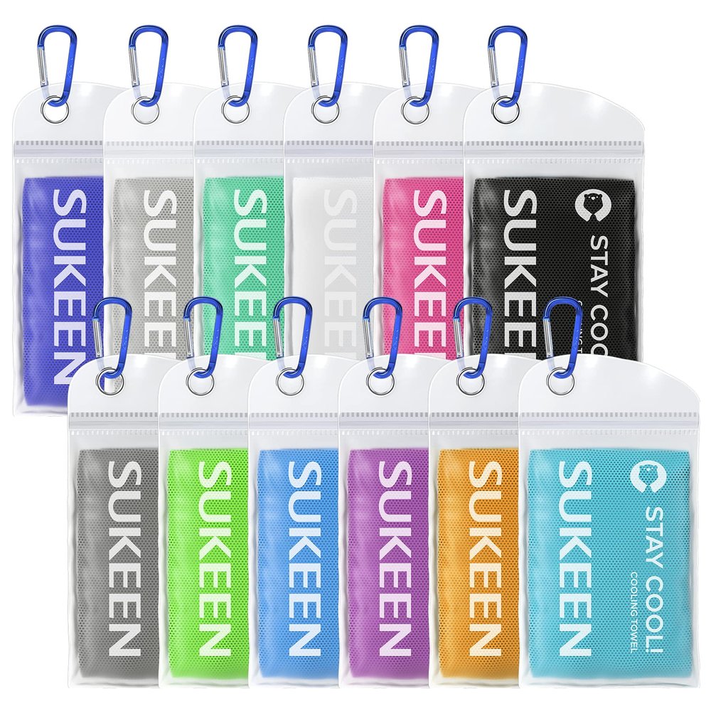 Sukeen 12 Pack Cooling Towel (40"x12"), Ice Towel Sets,Soft Breathable Chilly Towel,Microfiber Towel for Yoga,Sport,Running,Gym,Workout,Camping,Fitness,Workout