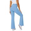 DLOODA Women's Flare Leggings with Pockets Crossover High Waisted Bootcut Yoga Pants Tummy Control Bell Bottom Leggings Blue view 4