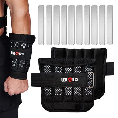 Adjustable Wrist Ankle Weights with Removable Steel Bars, 1 Pair Arm Leg Weights for Men Women, No Sand Leakage, for Walking Jogging Yoga Fitness