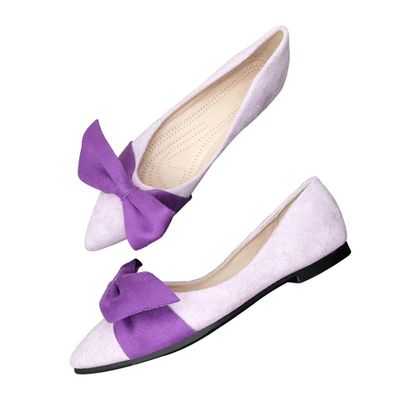 SAILING LU Ballet Flats for Womens Shoes Pointy Toe Cozy Flat Shoes Bridal Dressy Shoes Wear to Work Slip-ons Moccasins Light Purple Size 4.5