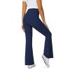 DLOODA Women's Flare Leggings with Pockets Crossover High Waisted Bootcut Yoga Pants Tummy Control Bell Bottom Leggings Navy view 4