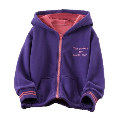Boys Winter Jackets Toddler Kids Boys Girls Long Sleeve Winter Fleece Zippered Hoodie Coat Jacket (Purple, 5-6 Years)