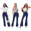 DLOODA Women's Flare Leggings with Pockets-Crossover High Waisted Bootcut Yoga Pants-Tummy Control Bell Bottom Leggings Navy view 2