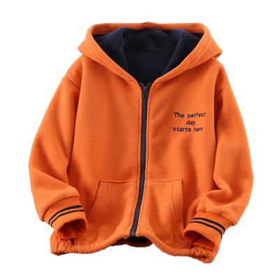 Boys Winter Jackets Toddler Kids Boys Girls Long Sleeve Winter Fleece Zippered Hoodie Coat Jacket (Orange, 7-8 Years)