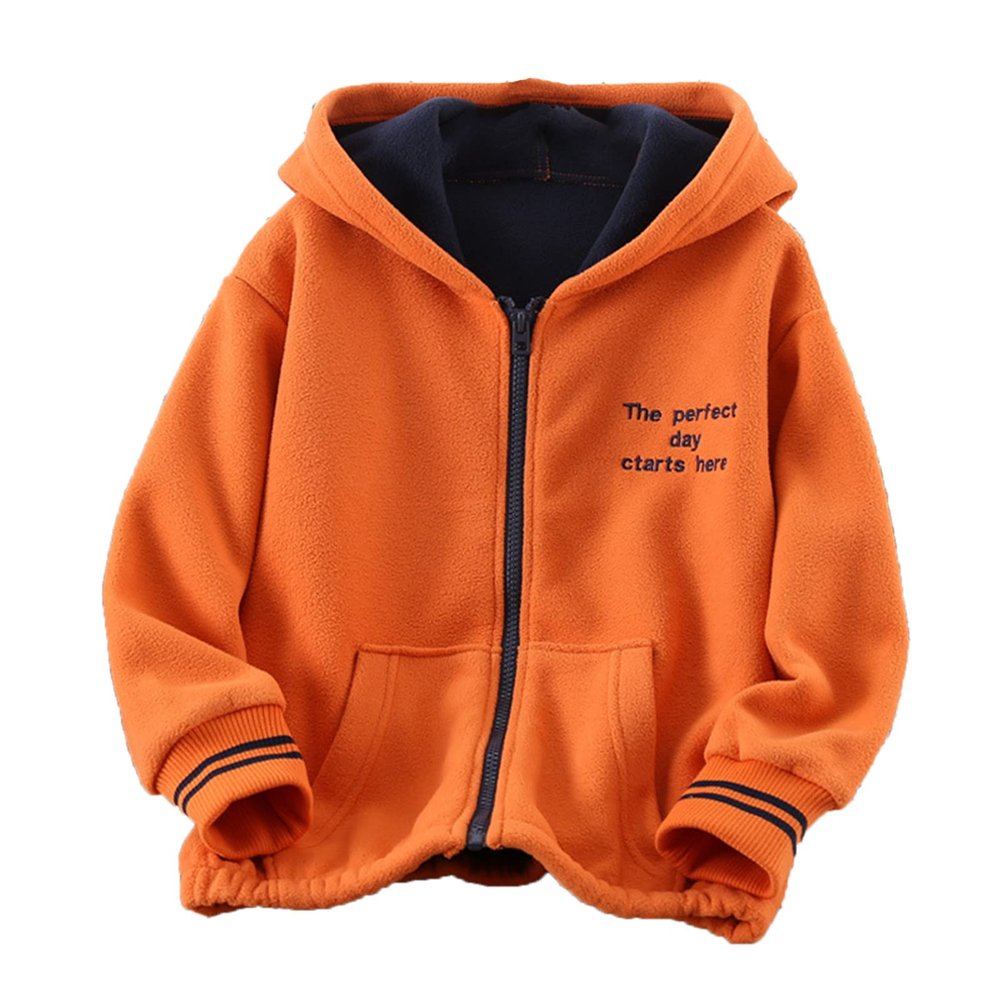 Boys Winter Jackets Toddler Kids Boys Girls Long Sleeve Winter Fleece Zippered Hoodie Coat Jacket (Orange, 7-8 Years)