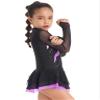 VernLan Girls Kids Shiny Mesh Spliced Long Sleeve Figure Ice Skating Dress Gym Leotard Ballet Tutu Skirt Dancewear Purple 14 Years view 3