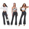 DLOODA Women's Flare Leggings with Pockets-Crossover High Waisted Bootcut Yoga Pants-Tummy Control Bell Bottom Leggings Gray view 2