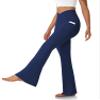 DLOODA Women's Flare Leggings with Pockets Crossover High Waisted Bootcut Yoga Pants Tummy Control Bell Bottom Leggings Navy view 1