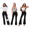 DLOODA Women's Flare Leggings with Pockets-Crossover High Waisted Bootcut Yoga Pants-Tummy Control Bell Bottom Leggings Black view 3