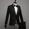 Mens 3 Piece Blazer Suit Slim Fit 1 Button Notched Lapel Tuxedo Suit Business Wedding Formal Jacket & Pants & Tie (Black,Small) view 2