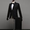 Mens 3 Piece Blazer Suit Slim Fit 1 Button Notched Lapel Tuxedo Suit Business Wedding Formal Jacket & Pants & Tie (Black,Small) view 3