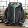 Boys Winter Jackets Toddler Kids Boys Girls Long Sleeve Winter Fleece Zippered Hoodie Coat Jacket (Dark Gray, 5-6 Years) view 3