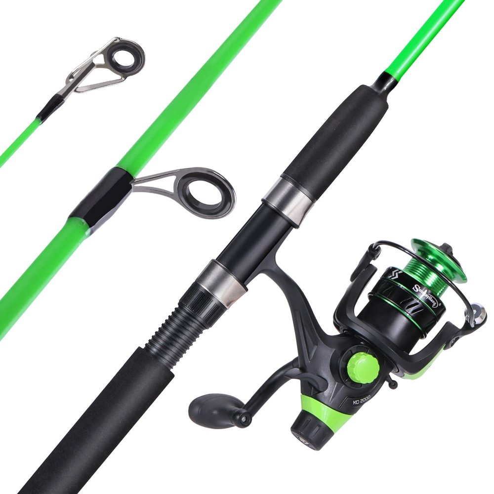 Sougayilang Catfish Fishing Rod and Reel Combo, 2-Piece Spinning Combo, Durable Graphite & Glass Blanks Fishing Pole for Crappie-Green-6.9ft and 3000 Spinning Reel