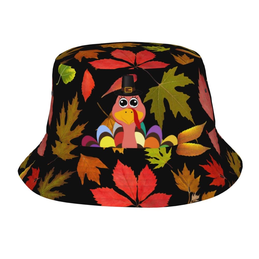 Cute Thanksgiving Turkey Bucket Hat for Men Women Teens Vintage Unisex Travel Beach Sun Hats Packable Summer Fisherman Hat