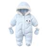 Infant Boys Girls Winter Thicken Coat Hooded Jacket Snowsuit With Gloves Toddler Windproof (Light Blue, 9-12 Months) view 1