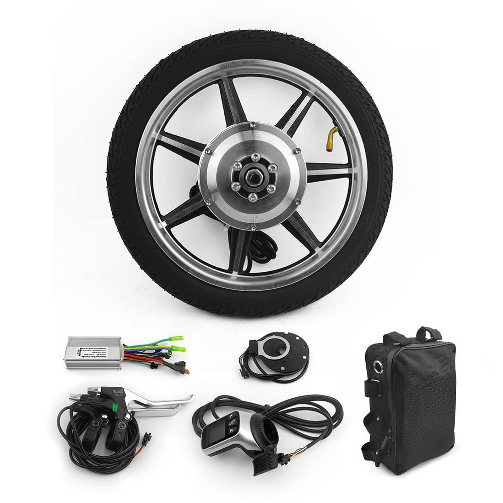 14 Inch 350W Brushless Geared Hub Motor Front Drive Wheel with Screen Thumb Throttle for Scooter Small Bike Bicycle with tire(36V 350W)