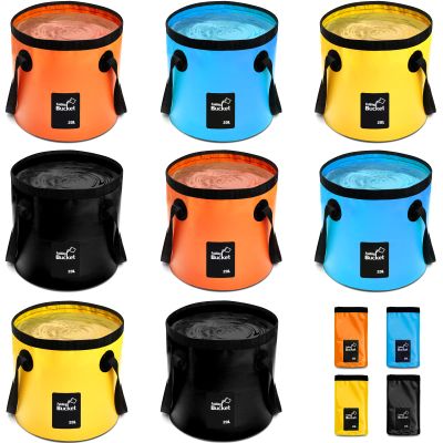 Tessco 8 Pcs Collapsible Bucket with Handle Collapsible Sink Camping 5 Gallon Folding Bucket Portable Wash Basin 20 l Camp Water Container for Outdoor Fishing Hiking Traveling Gardening Car Washing