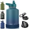 CIVAGO 64 oz Insulated Water Bottle With Straw, Half Gallon Stainless Steel Sports Water Flask Jug with 3 Lids (Straw, Spout and Handle Lid), Large Metal Thermal Cup Mug, Dark Night view 1