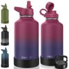 CIVAGO 64 oz Insulated Water Bottle With Straw, Half Gallon Stainless Steel Sports Water Flask Jug with 3 Lids (Straw, Spout and Handle Lid), Large Metal Thermal Cup Mug, Dark Rainbow view 1