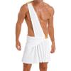 Fldy Men Ancient Greek Cosplay Costumes One Shoulder Skirts Mr. Toga God Warrior Outfits Halloween White XX-Large view 1