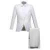 Mens 3 Piece Blazer Suit Slim Fit 1 Button Notched Lapel Tuxedo Suit Business Wedding Formal Jacket & Pants & Tie (White,Small) view 1