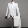 Mens 3 Piece Blazer Suit Slim Fit 1 Button Notched Lapel Tuxedo Suit Business Wedding Formal Jacket & Pants & Tie (White,Small) view 2